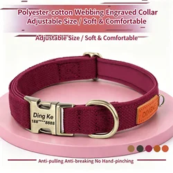 Collar para perro con placa ID y correa personalizable en PU para Pug