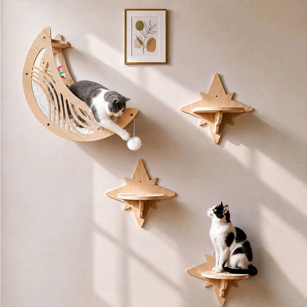 Estantes de pared luna y estrella para gatos: hamaca y escalada - imagen 2