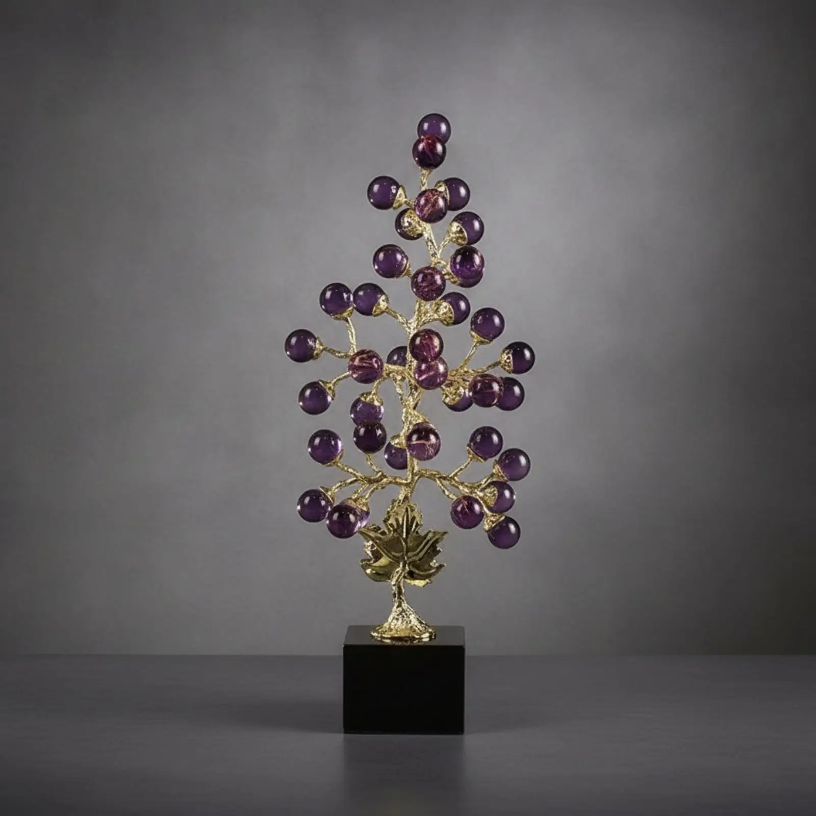 Árbol de uvas de cristal con pedestal – Adorno decorativo frutos brillantes - imagen 5
