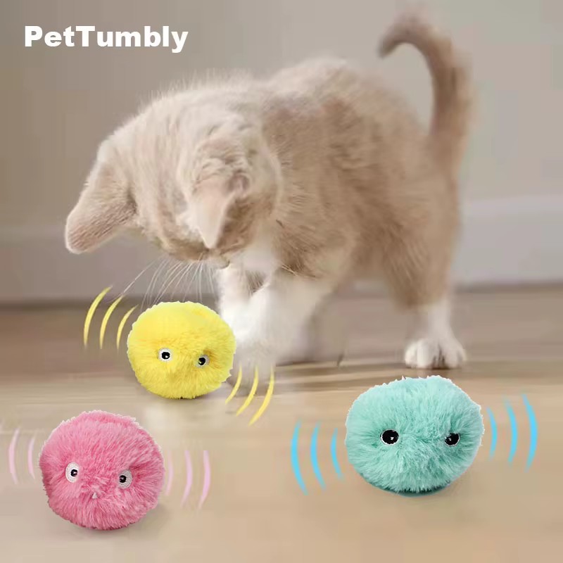 Pelota interactiva de felpa con sonido y catnip para gatos