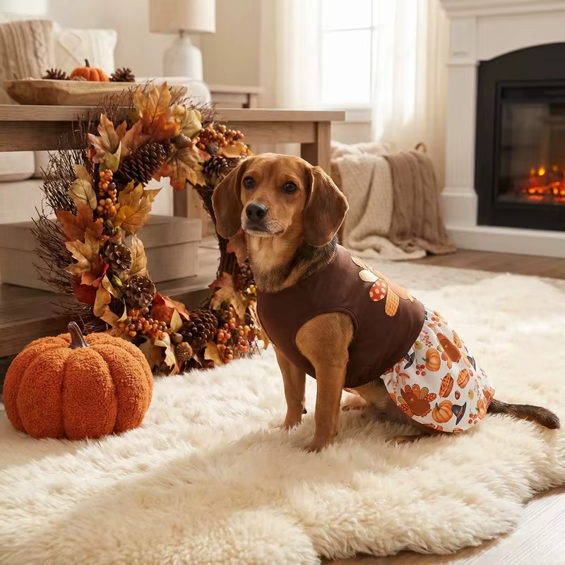 Disfraz de Pavo para Perros y Gatos – Traje Thanksgiving con Sombrero y Tutú - imagen 3
