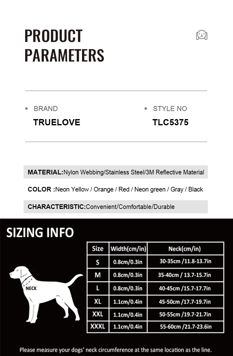 Ajuste del collar Truelove en perro de raza grande