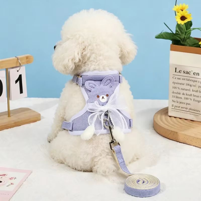 Arnés y correa anti-tirones para perros y gatos – Diseño conejo ajustable - imagen 2