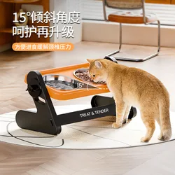 Comedero elevado ajustable con doble tazón para perros y gatos