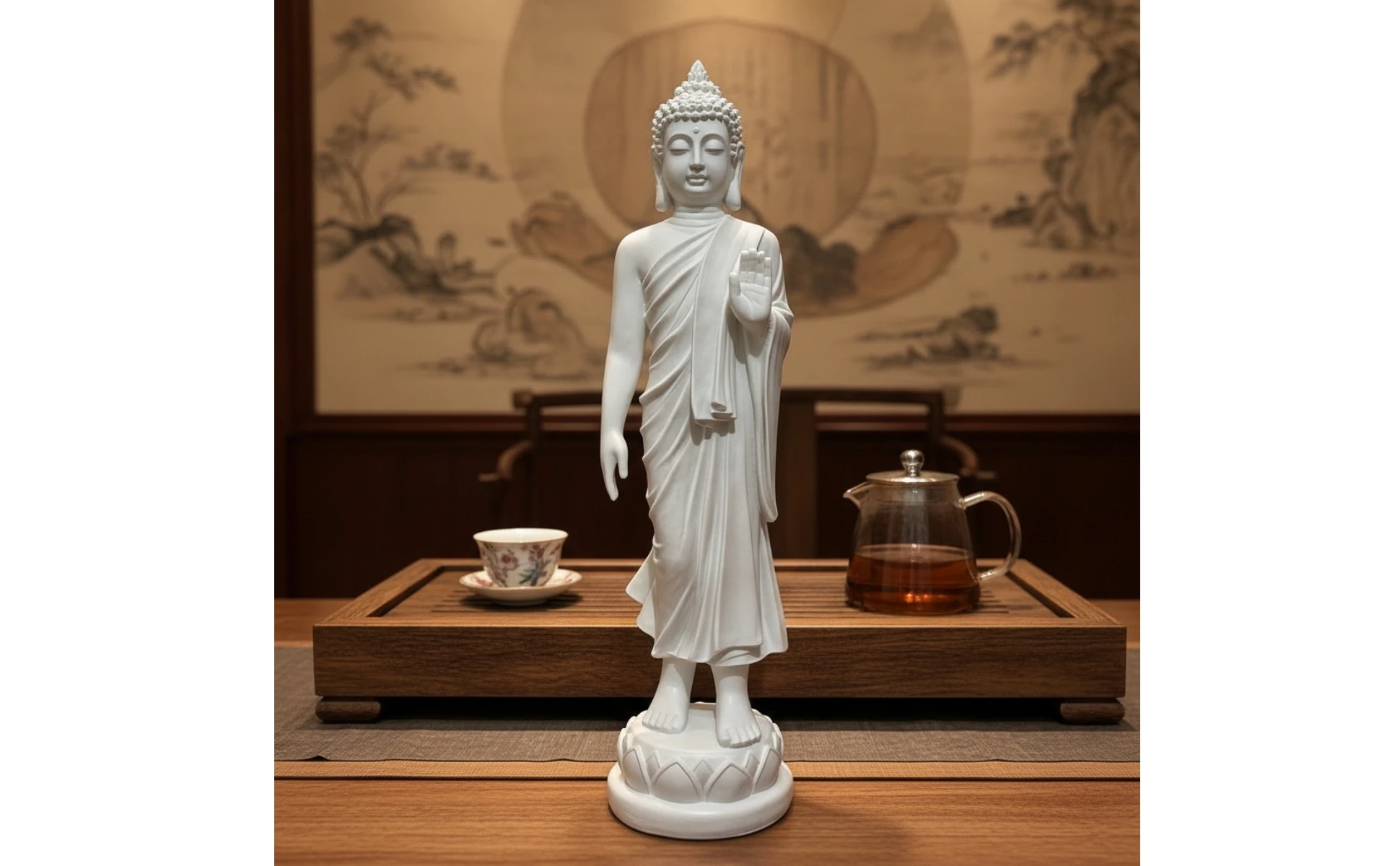 Figura de Buda colocada en un espacio de meditación