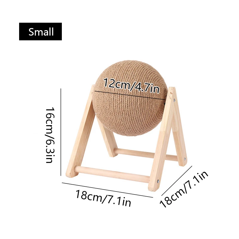 Rascador de sisal y madera mostrando su base triangular estable