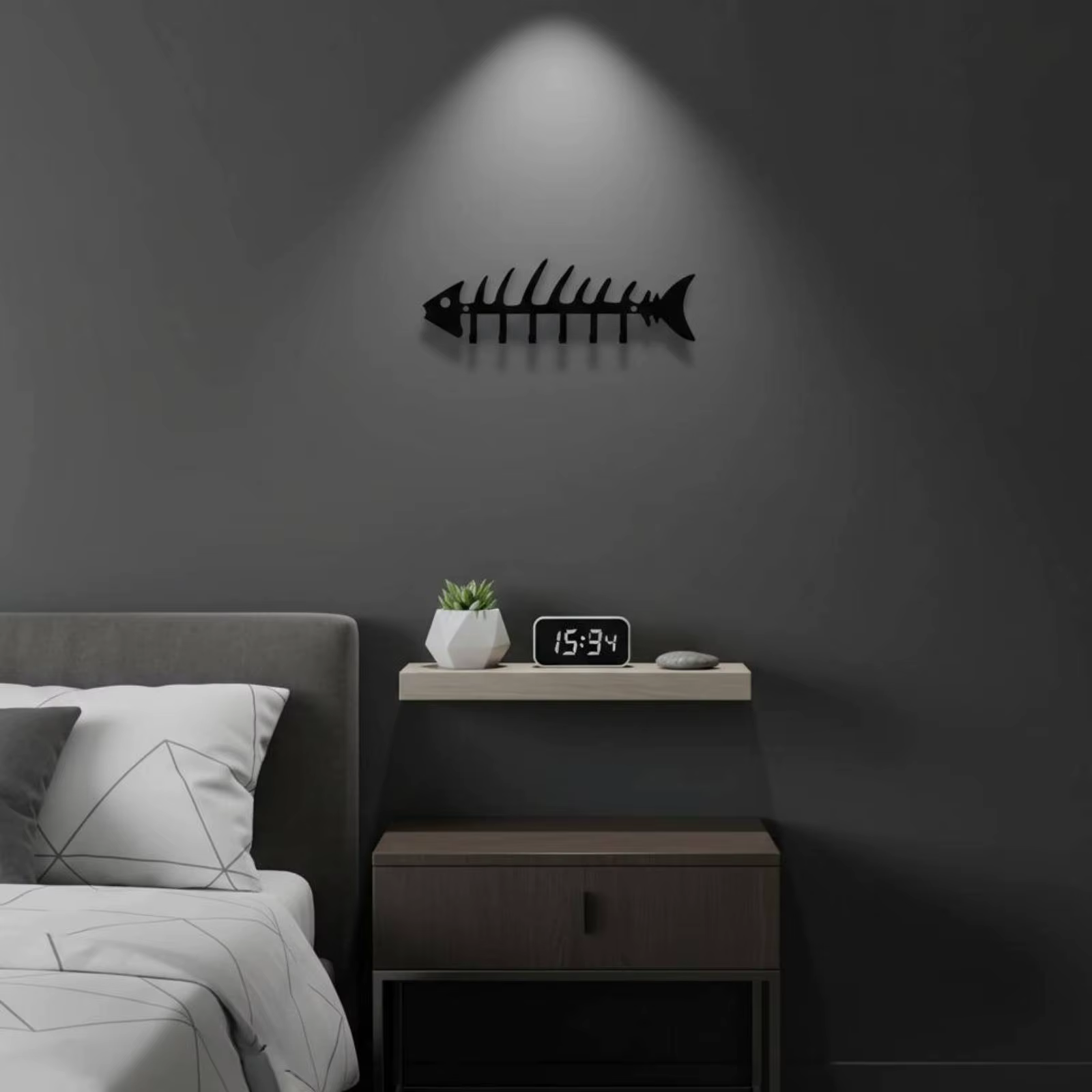 Colgador de llaves metálico de pared con diseño de espina de pez - imagen 4
