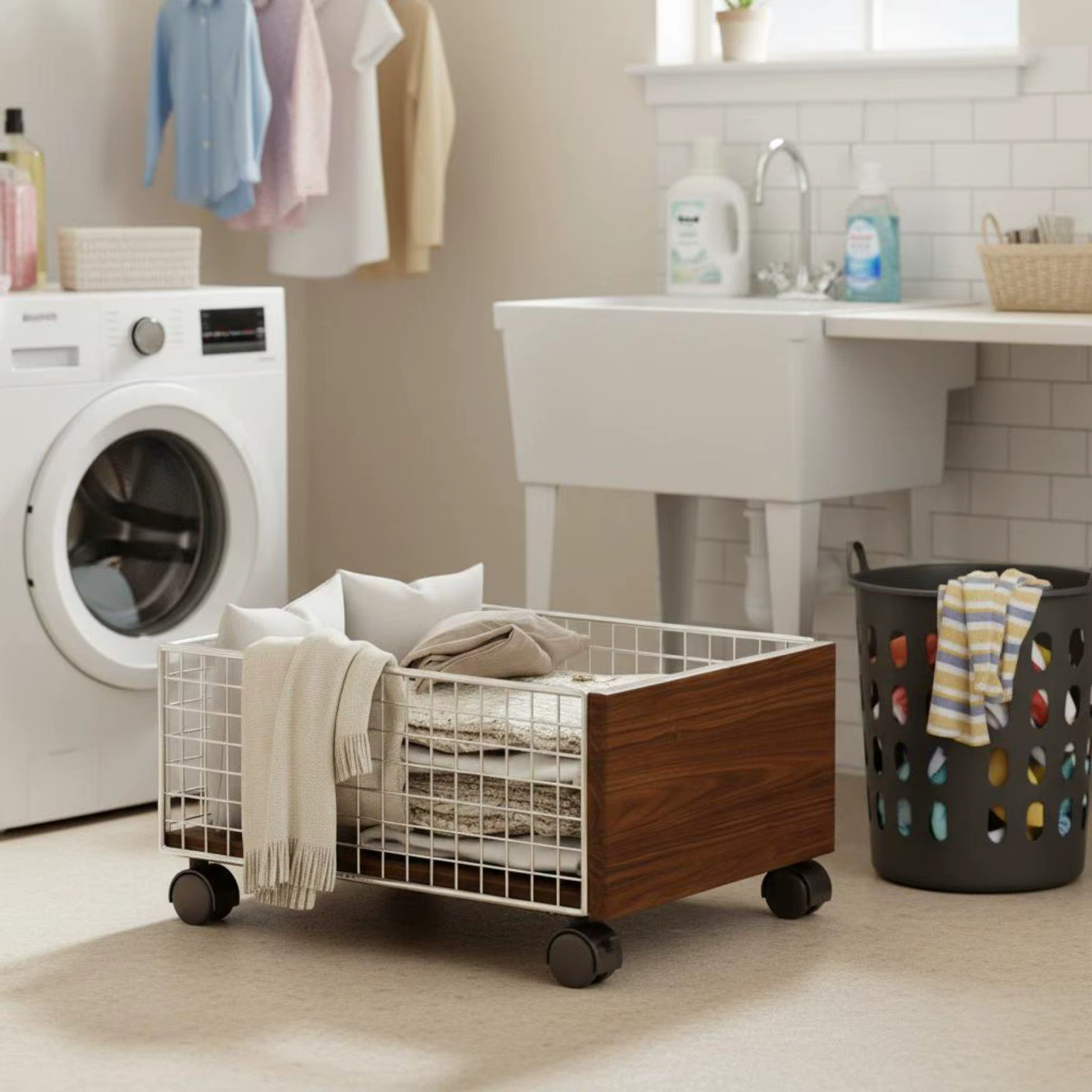Carrito almacenamiento con ruedas plegable para gatos y perros