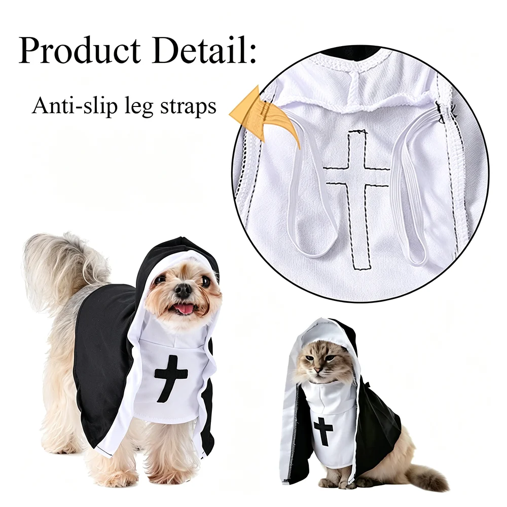 Disfraz de Monja para Gatos y Perros – Traje Festivo de Halloween - imagen 3