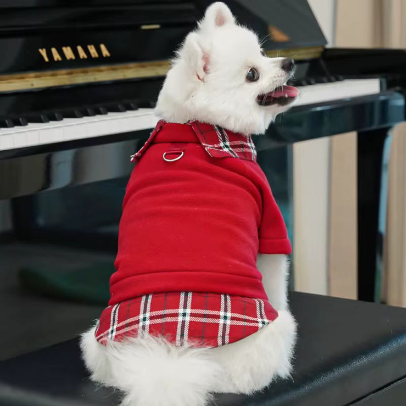 Sudadera de algodón con capucha a cuadros para perros, gatos y B - imagen 5