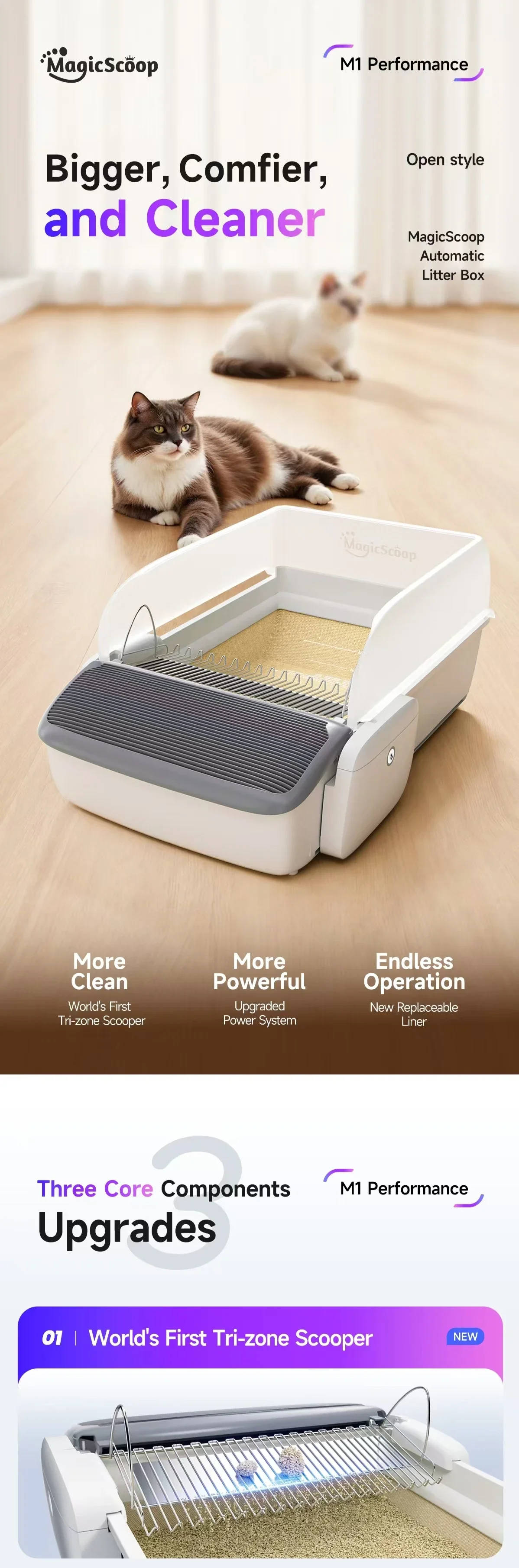 Caja de arena inteligente VOFORD MagicScoop M1 Pro vista frontal