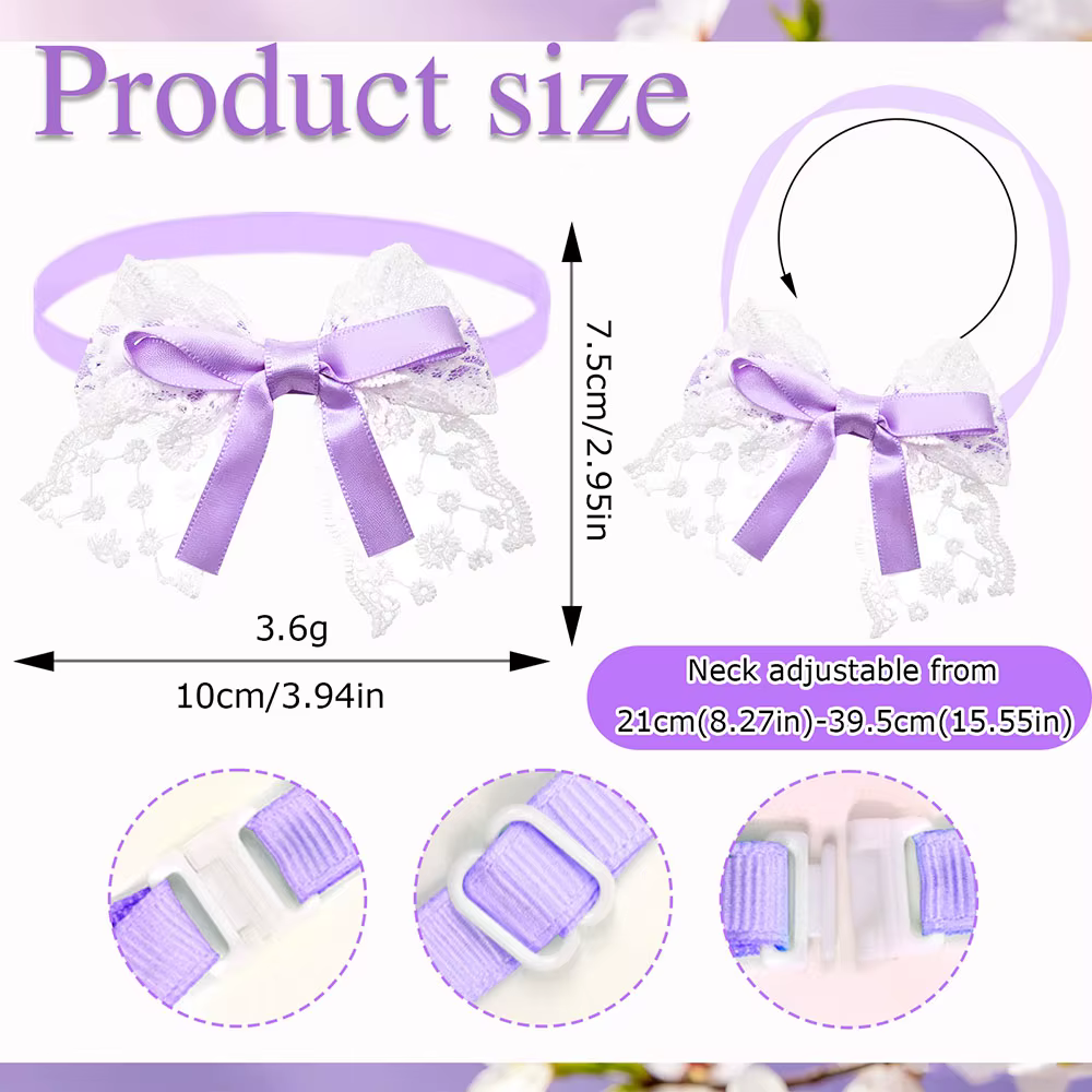 Collar con lazo ajustable de encaje para gatos y perros pequeños - imagen 3