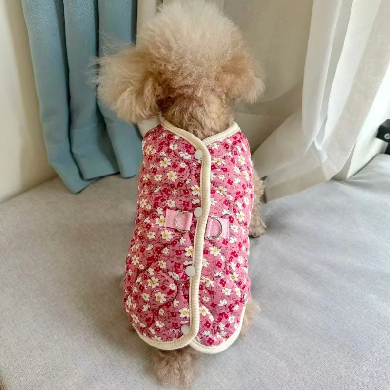 Abrigo para perros Chihuahua y gatos – Chaleco polar floral - imagen 3