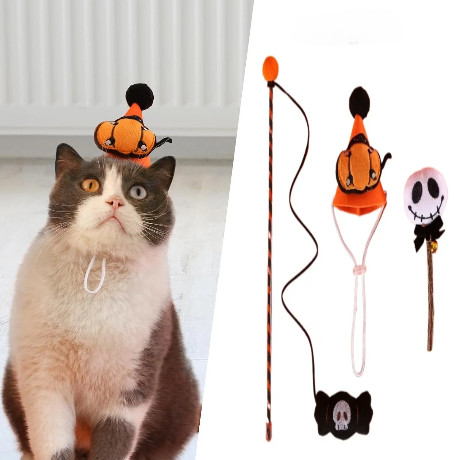 Juguetes Halloween para gatos – Set de 3 accesorios fantasma y calabaza - imagen 3