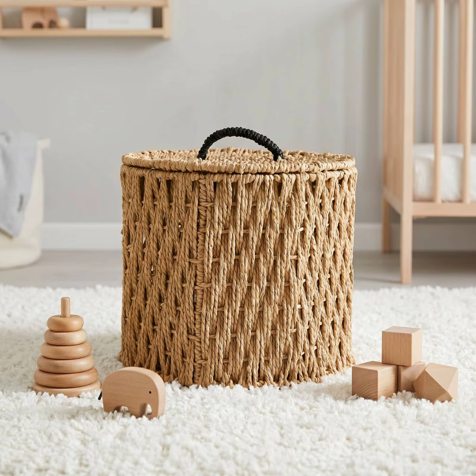 Cama cueva de cesta trenzada con tapa para gatos y perros mini - imagen 3