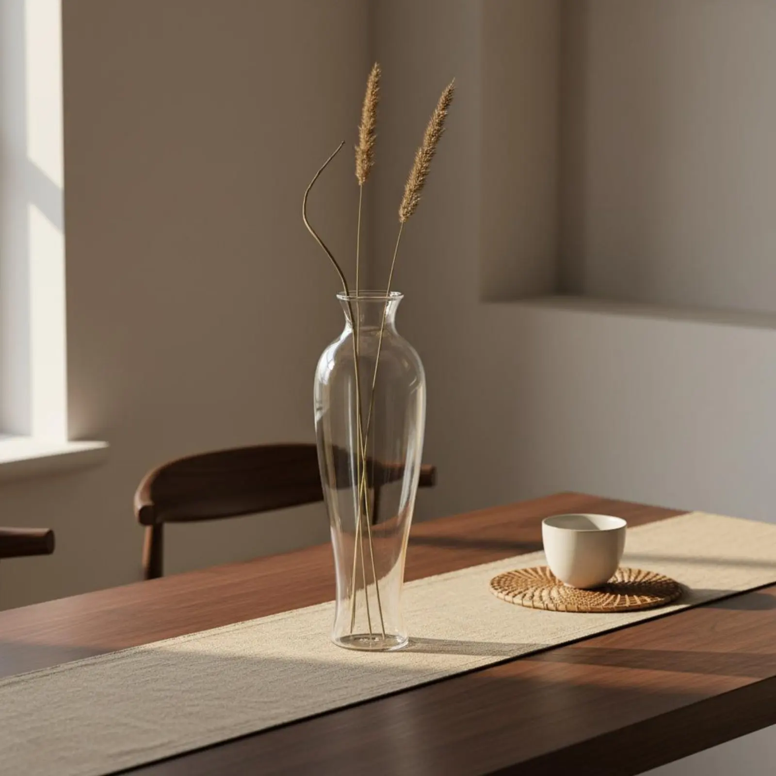 Jarrón de vidrio transparente japonés para mesa, decoración serena - imagen 5