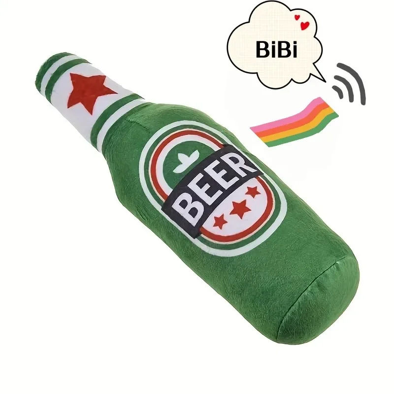 Juguete para perros de peluche botella de cerveza con sonido - imagen 2