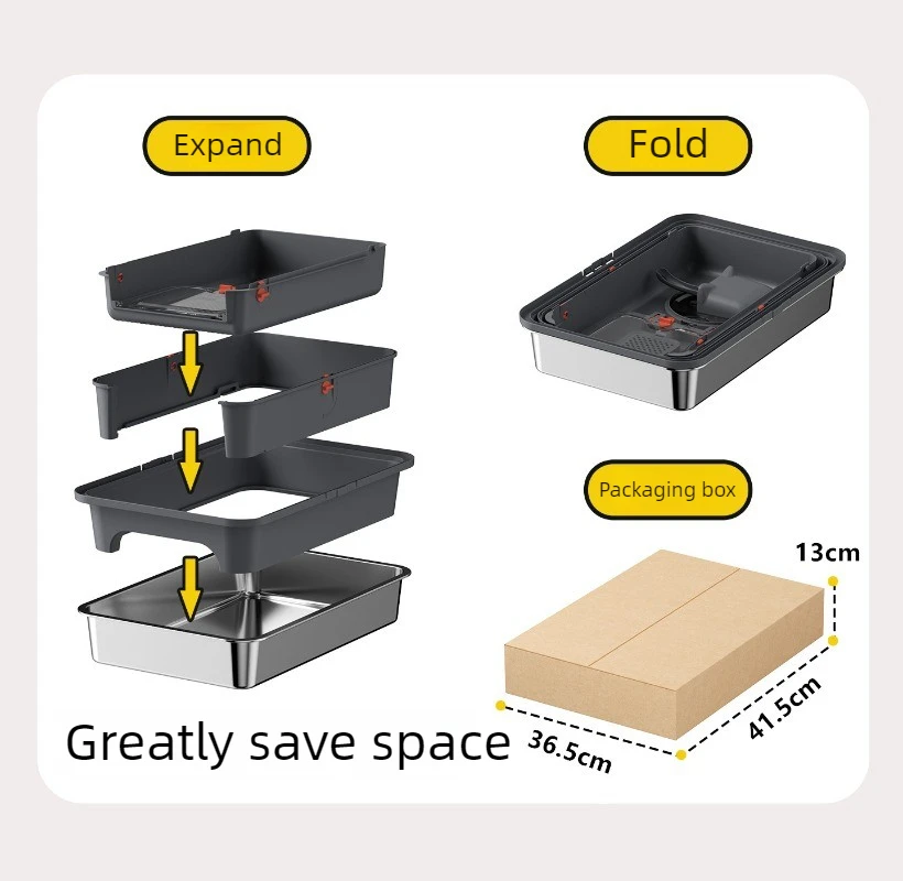 Arenero plegable para gatos, cerrado antisalpicaduras