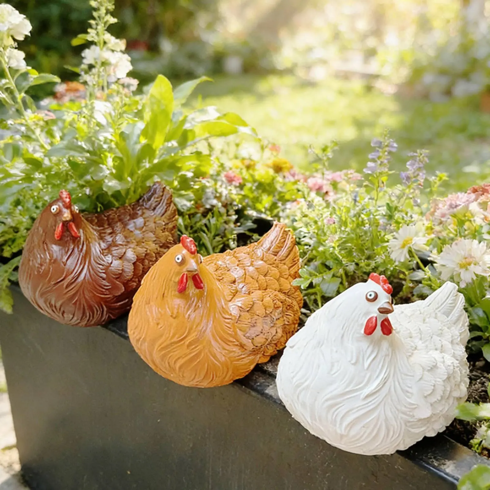 Escultura de gallo rústica pintada a mano para jardín, intemperie - imagen 3