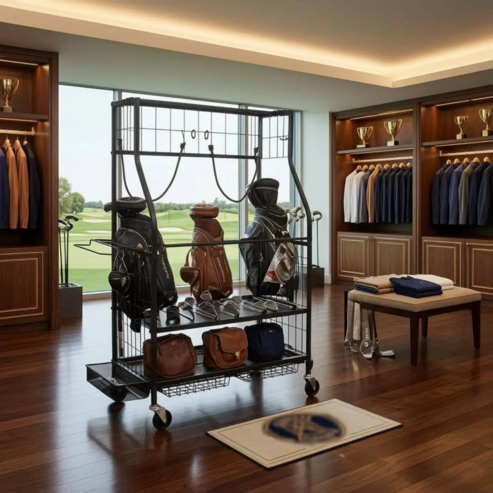 Organizador Bolsas de Golf con Estante y Ruedas - imagen 2