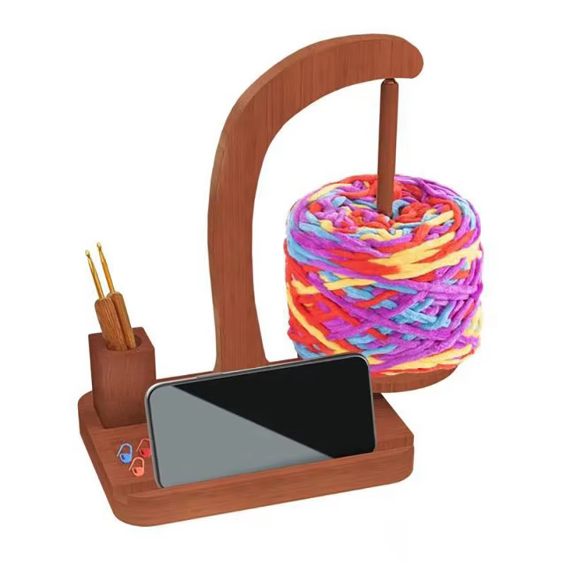 Soporte giratorio de madera para ovillos de crochet – Dispensador y estante de escritorio - imagen 5