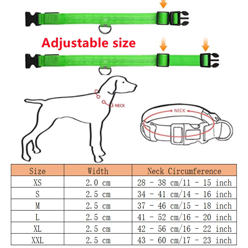Modos de luz del collar LED para paseos nocturnos