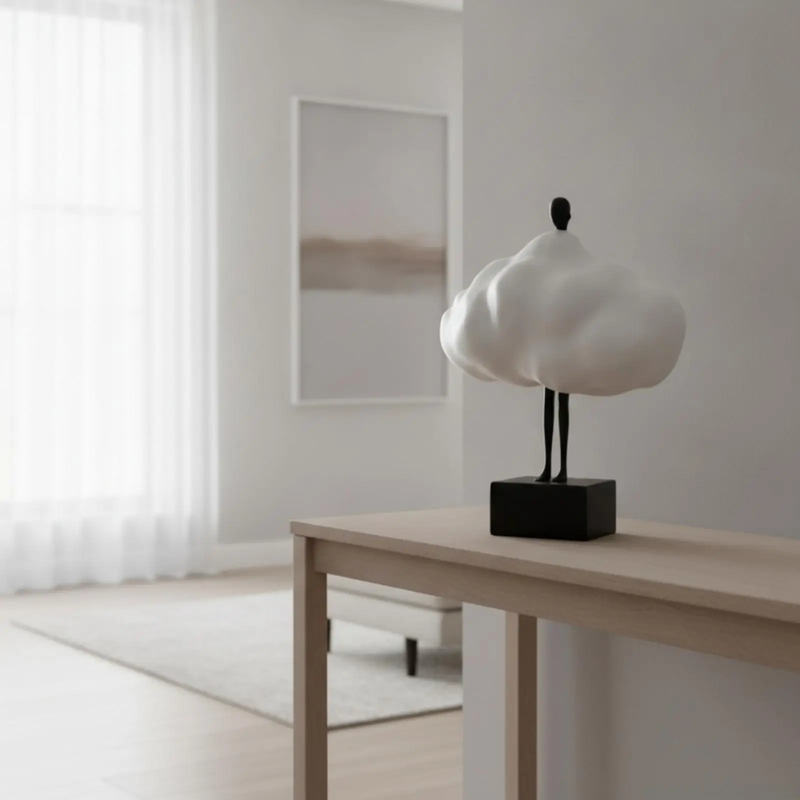 Vista completa de la figura de nube resina artesanal