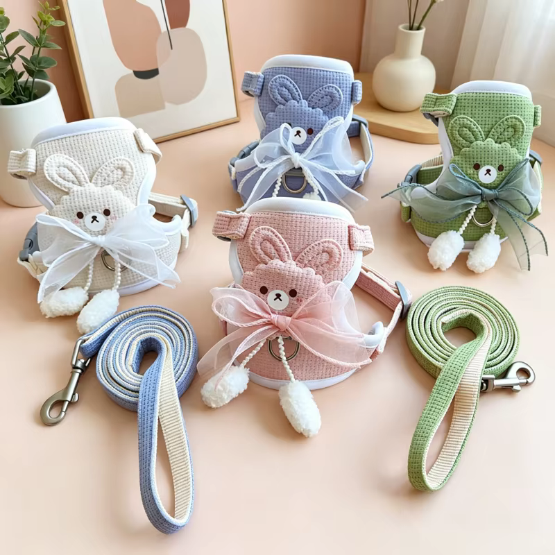 Arnés kawaii ajustable con correa para perro y gato – Chaleco conejo - imagen 5