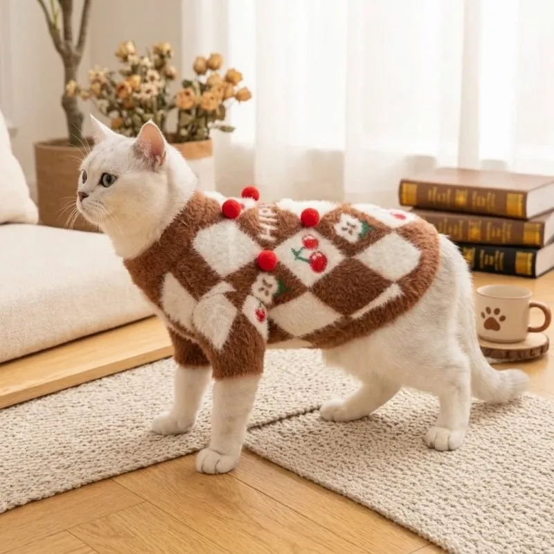 Suéter de Invierno para Perros con Estampado de Cerezas - imagen 4