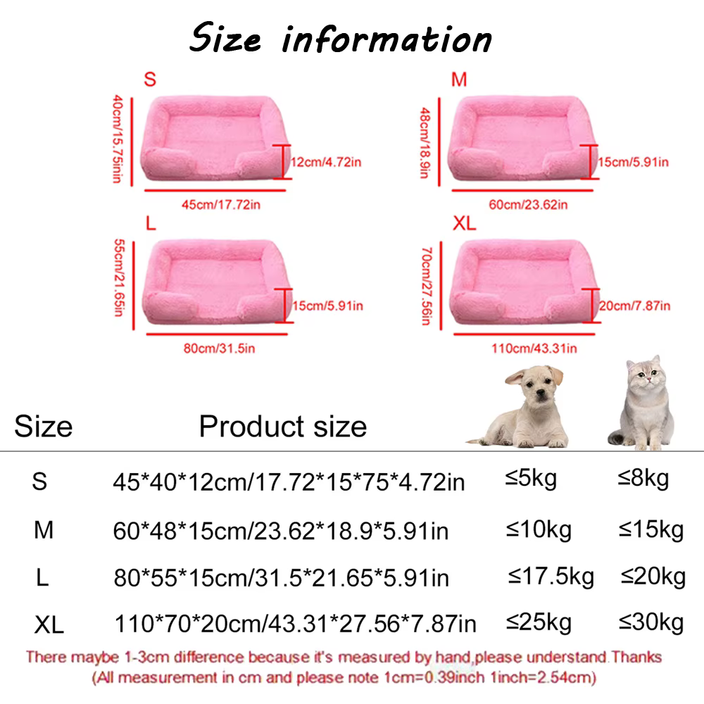 Cama cuadrada de felpa gruesa de invierno para gatos y perros - imagen 5