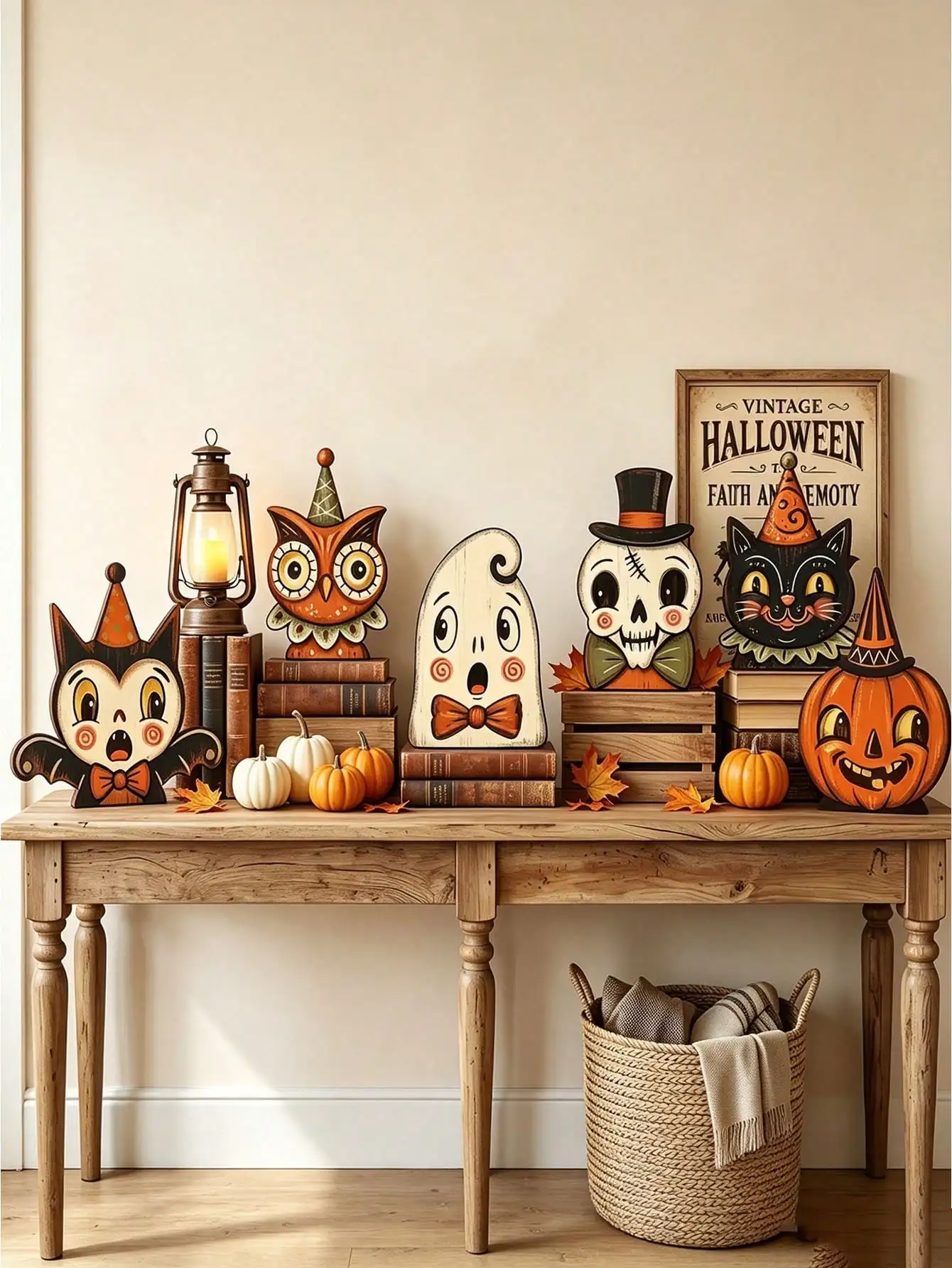 Set Decoraciones Halloween Vintage para Casa – Adornos de Madera - imagen 5