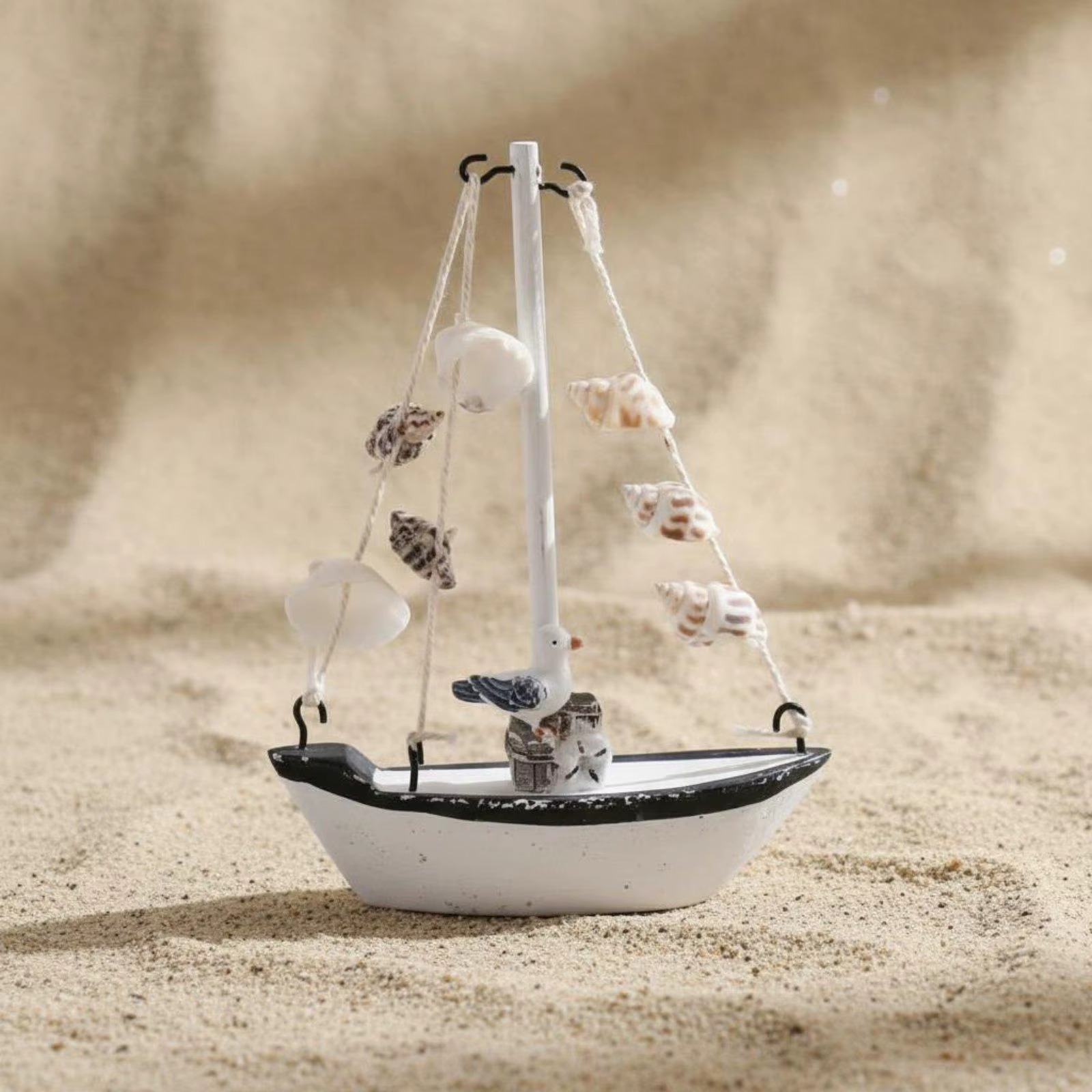 Modelo velero madera acabado agrietado decoración náutica rústica - imagen 3