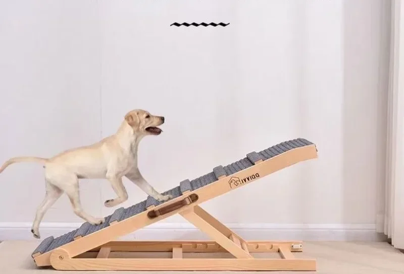 Rampa de madera para perros grandes en interiores