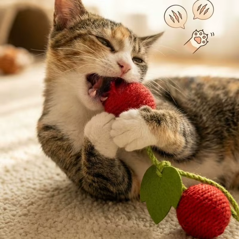 Pelota chirriante para gatos – Resistente a mordiscos y limpia dientes - imagen 5