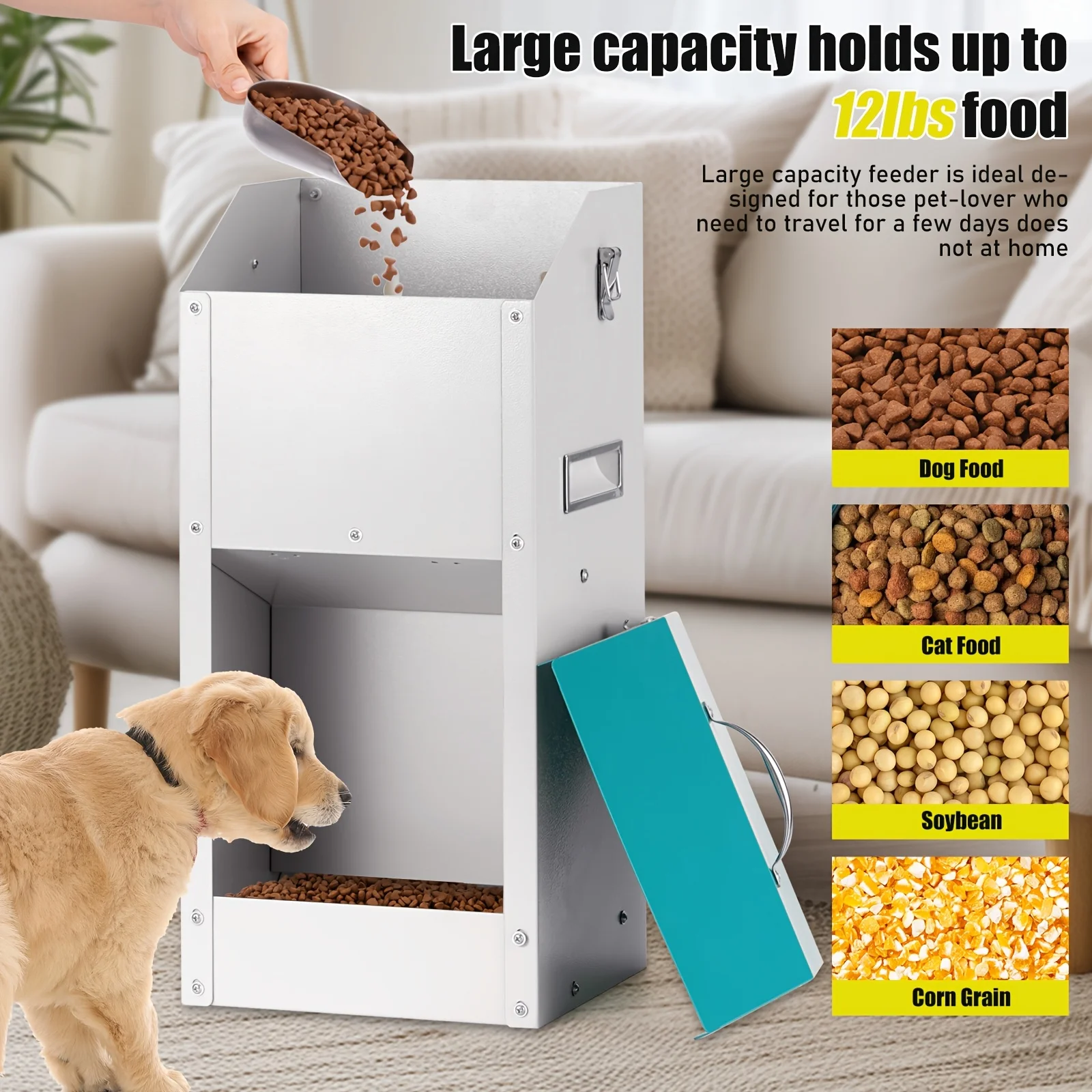 Comedero colgante de acero inoxidable a prueba de lluvia para aves - imagen 5