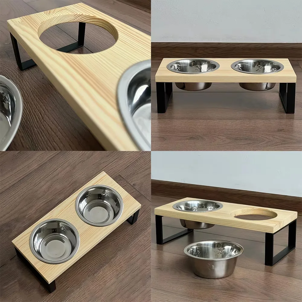 Comedero doble elevado inclinado para gatos y perros pequeños - imagen 2