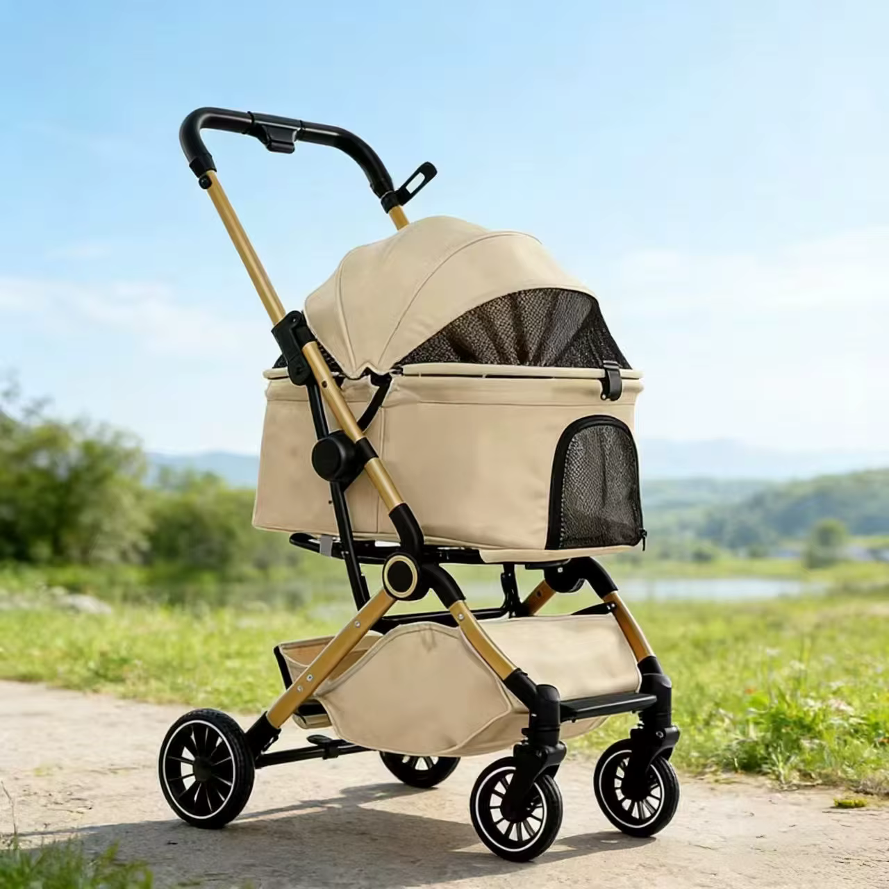 Carrito Plegable para Perros y Gatos – Transporte Seguro - imagen 4