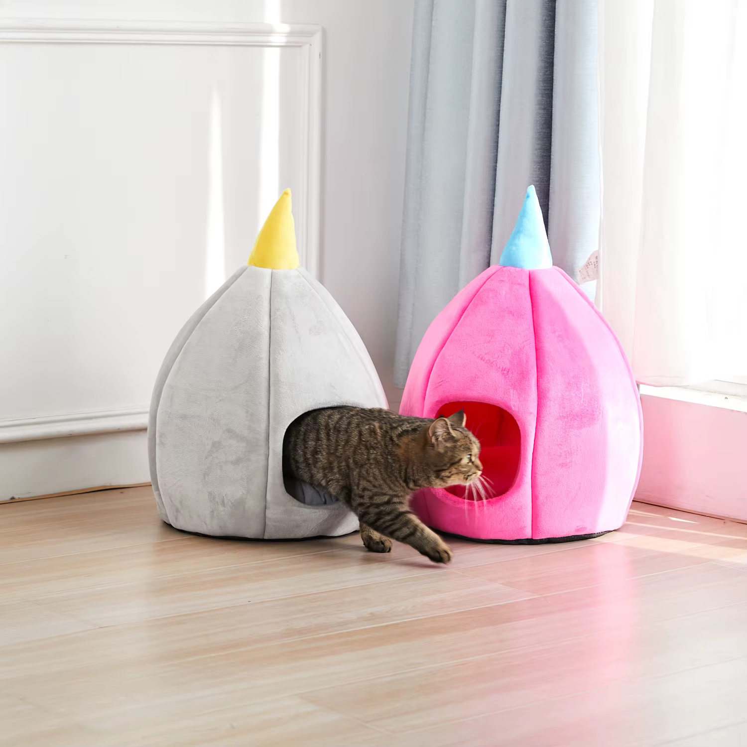Casa cueva para gatos cálida de cúpula, sofá con fácil acceso - imagen 2