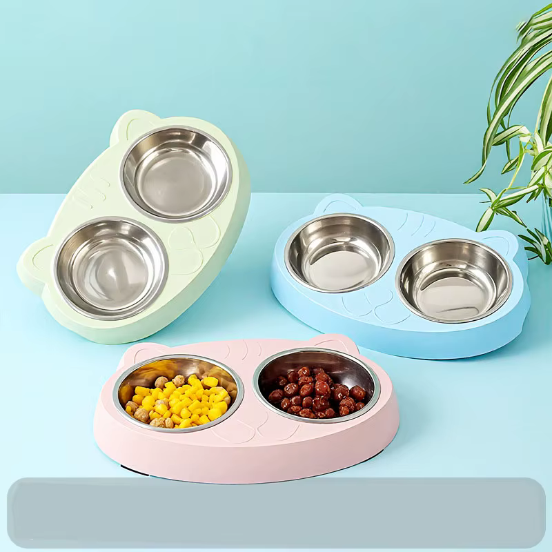 Comedero doble acero inoxidable antideslizante para perros y gatos - imagen 4
