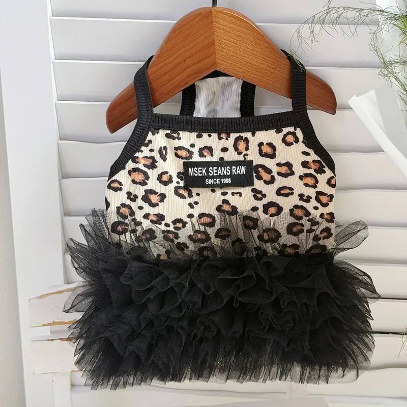 Ropa de verano para perros estampado leopardo, vestido tutú sling - imagen 5