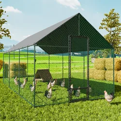 Gallinero exterior resistente, corral metálico y cubierta impermeable