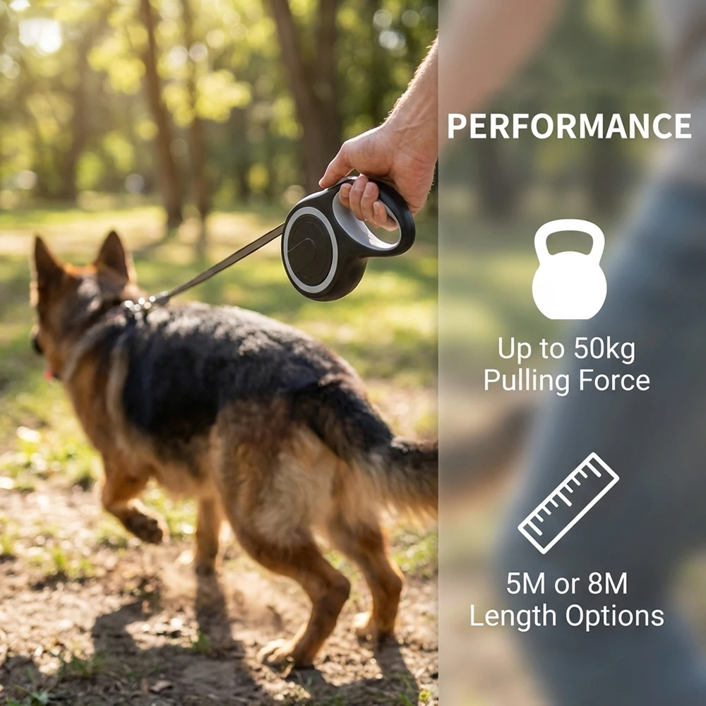 Correa retráctil extensible automática para perros grandes y pequeños con ajuste - imagen 3