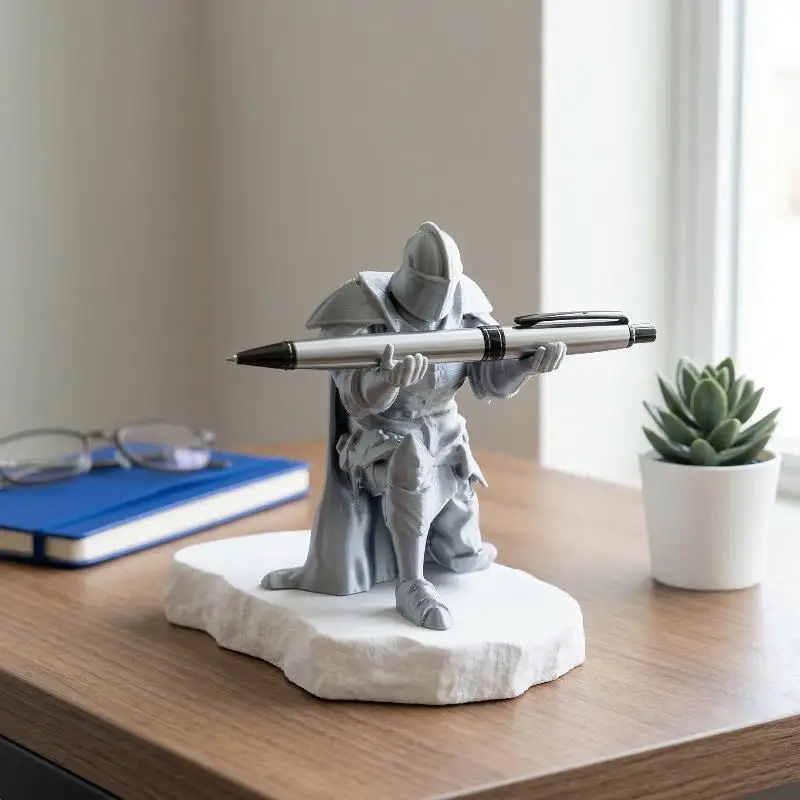 Organizador de escritorio portalápices de resina estilo armadura medieval - imagen 3