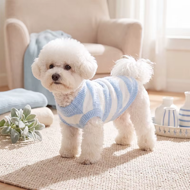 Suéter a rayas para perro y gato – Abrigo tejido otoño-invierno