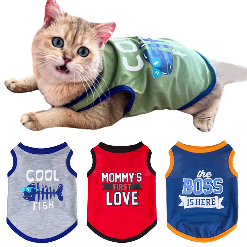 Camiseta de Algodón para Gato Sphynx – Chaleco Estampado de Letras - imagen 2
