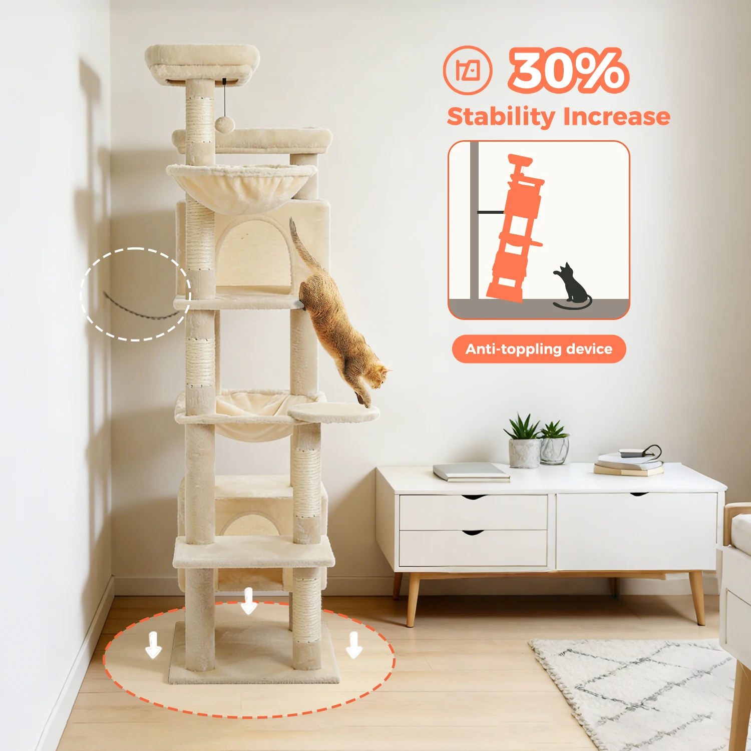 Torre para gatos integrada en un interior