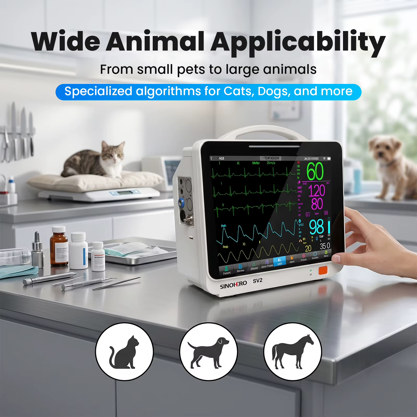 Monitor veterinario multiparamétrico 12.1" táctil para gatos y perros - imagen 3