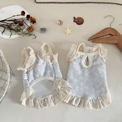 Vestido floral para perros: encaje y estilo princesa primavera-verano