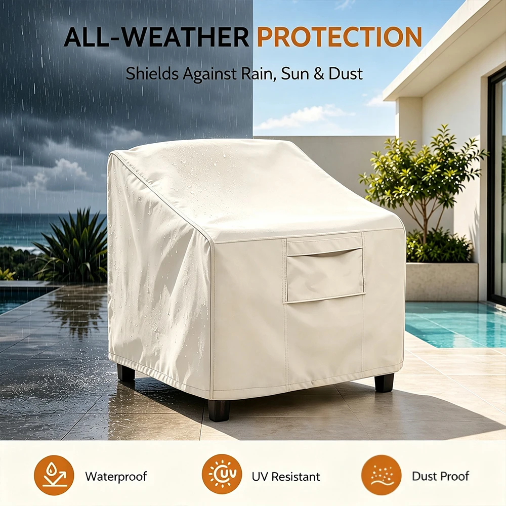 Funda impermeable para sofá individual de jardín, resistente al sol y al viento - imagen 3