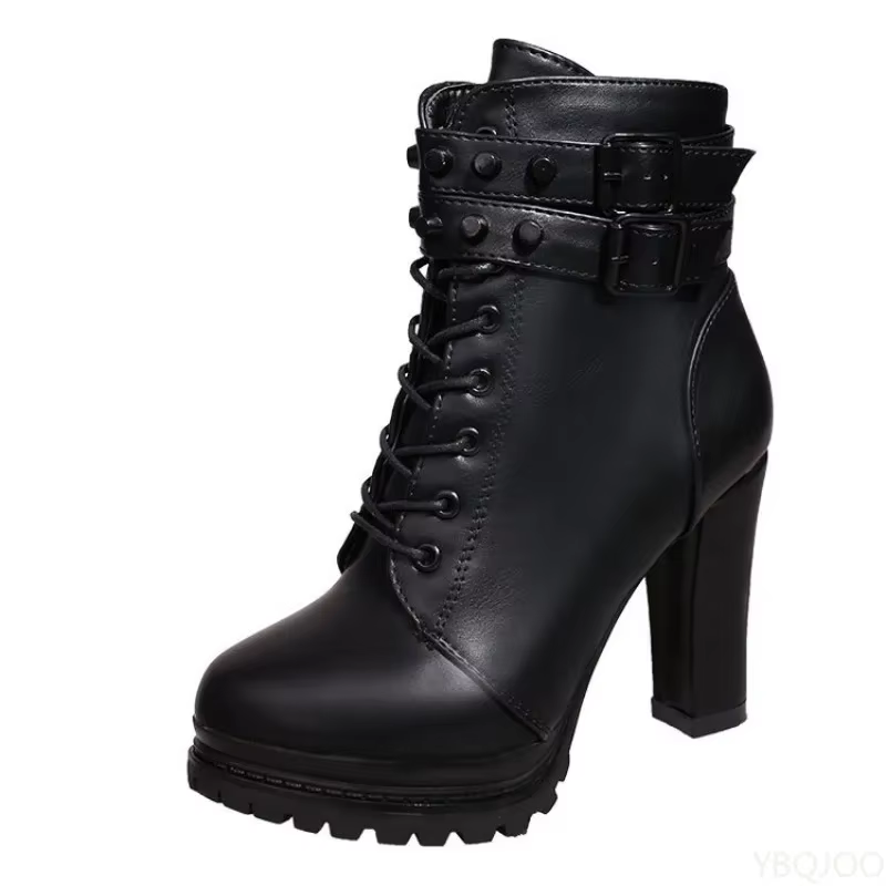 Botas cortas retro con cordones para mujer – Zapatos minimalistas y elegantes - imagen 2